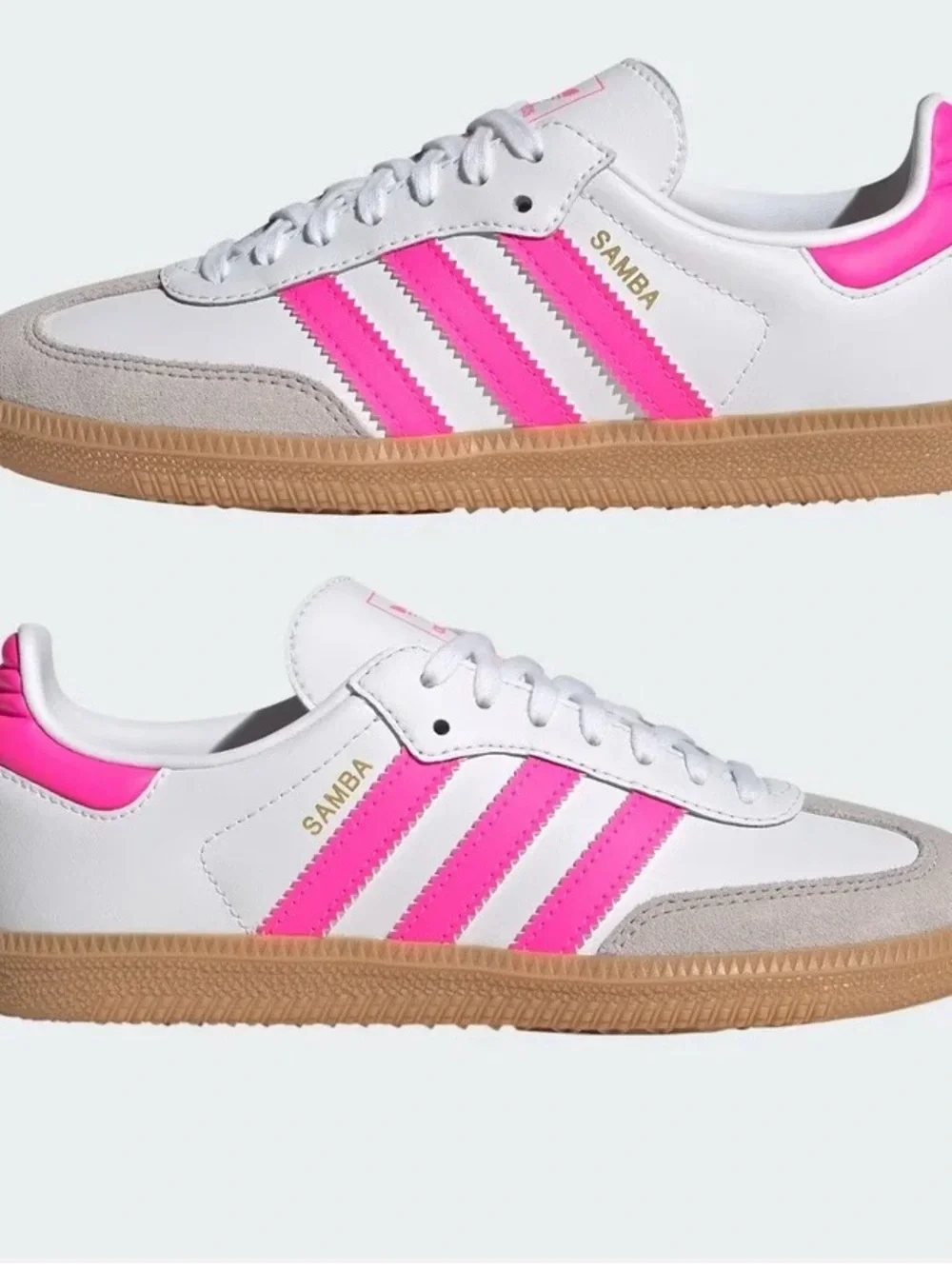 adidas Samba White with Hot Pink Stripes Women's Sneaker